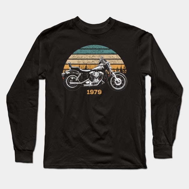 1979 Harley-Davidson FXE Vintage Motorcycle Design Long Sleeve T-Shirt by Madisen Harvey